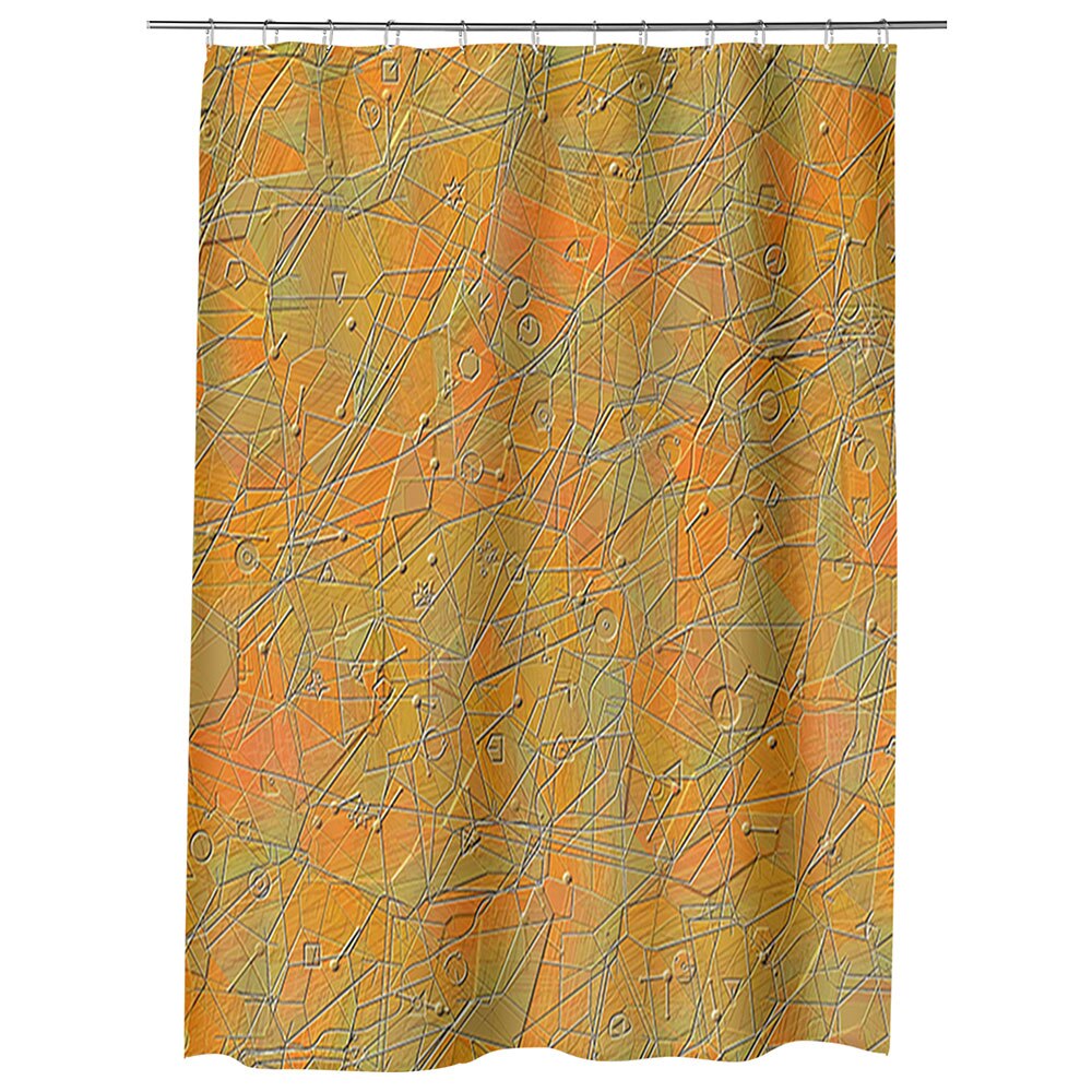 Perdea Dus, Cada, pentru Baie Heartwork Textura portocalie, Model Multicolor, Decoratiuni Baie, 150 x 200 cm