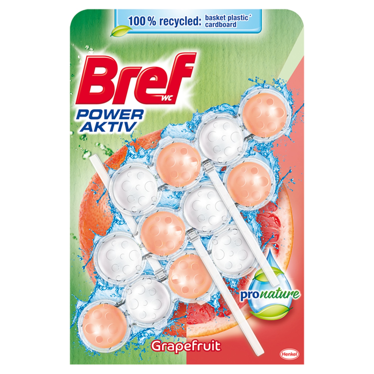 Odorizant Toaleta Bref Pro Nature Grapefruit 3x50g