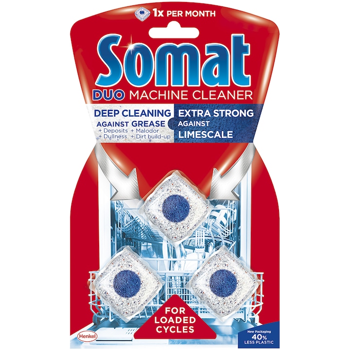 Таблетки за почистване на съдомиялна машина Somat, 3 броя