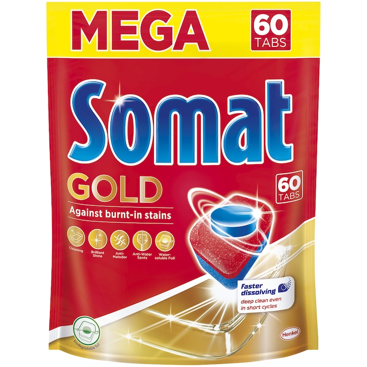 Таблетки за почистване на съдове Somat Gold, 60 броя
