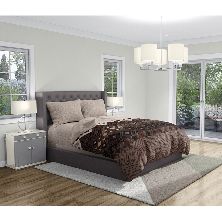 Спален Комплект Кафе Dilios, Памук Ранфорс, Двоен размер в кафяво и бежово с един плик