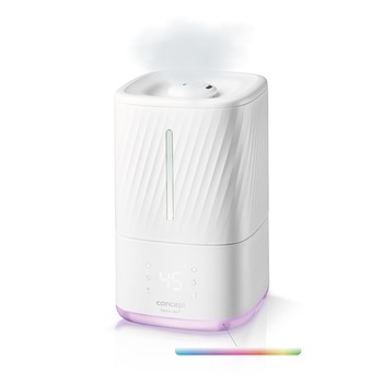 Umidificator de aer Concept ZV2010, 90 W, capacitate rezervor apa 4.5 litri, capacitate umidificare 400 ml/h (abur cald) - 300 ml/h (abur rece)ml/h, control al umiditatii 40-75%, 3 nivele de reglare a intensitatii aerului, timer, display digital, alb Umidificator de aer Concept ZV2010, 90 W, capacitate rezervor apa 4.5 litri, capacitate umidificare 400 ml/h (abur cald) - 300 ml/h (abur rece)ml/h, control al umiditatii 40-75%, 3 nivele de reglare a intensitatii aerului, timer, display digital, alb
