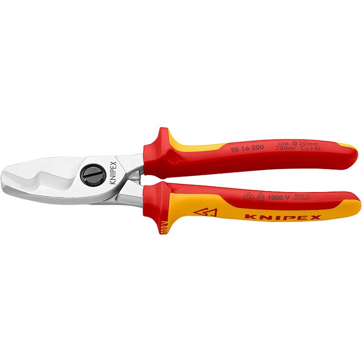 Forfeca taiat cablu, izolata 1000V, tais dublu, KNIPEX, 200 mm