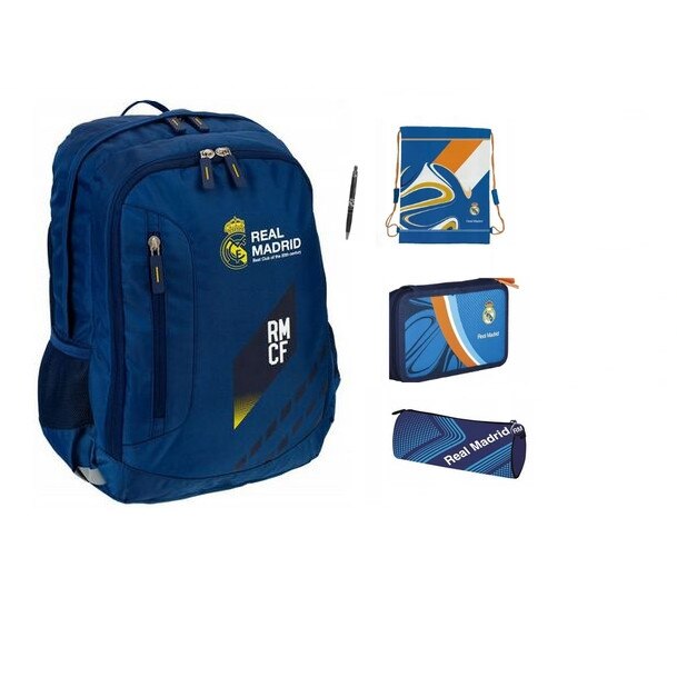 Set, Rucsac pentru scoala , real madrid, pen , Sac pentru , Husa creion , penar , multicolor
