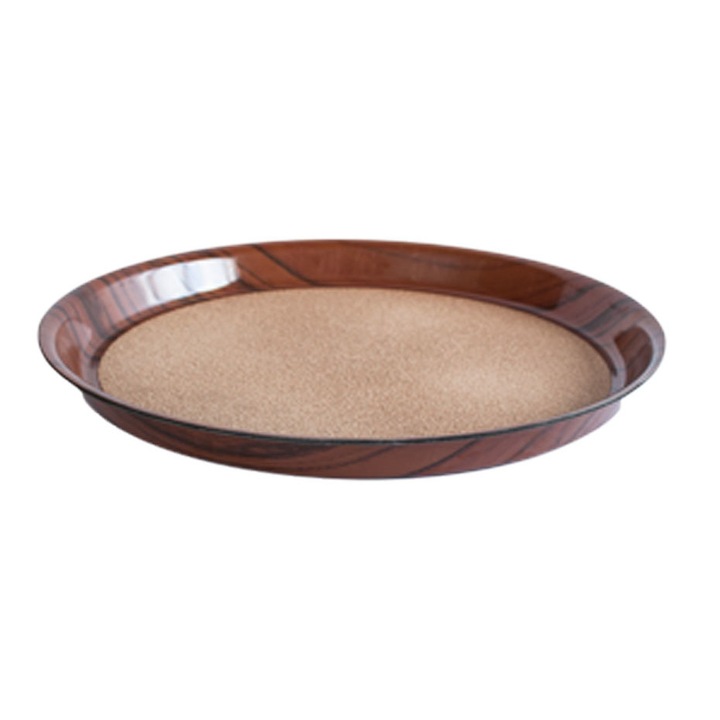 Tava servire rotunda cu invelis pluta adanca 36cm culoare cafea