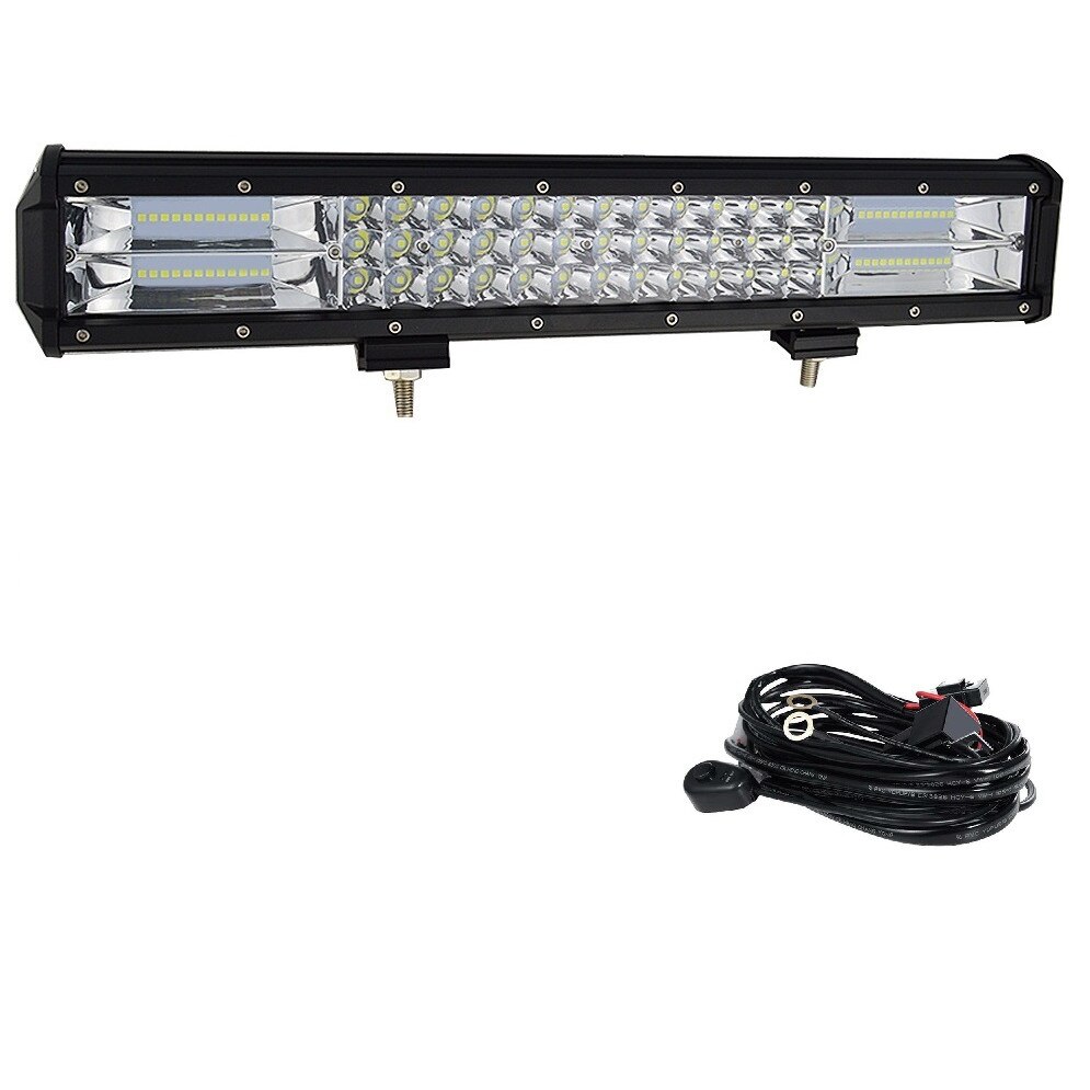 Pachet Led Bar 252w , 25200 LM, 12-24V si Kit cabluri cu releu buton siguranta
