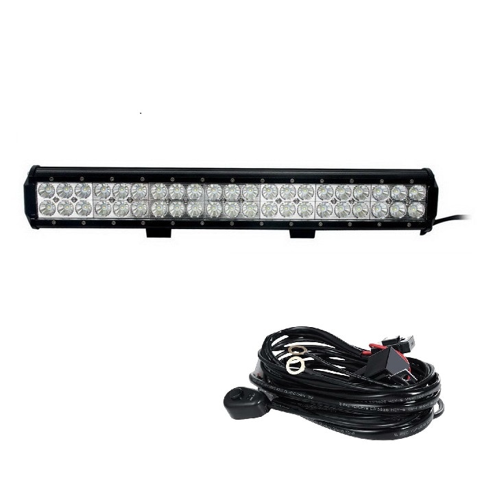 Pachet Led Bar 126w, 12600 LM, 12-24V si Kit releu cu cabluri, siguranta, buton interior