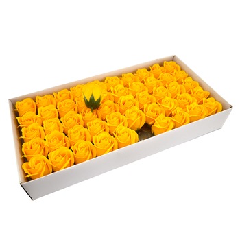 Set trandafiri sapun parfumati, cutie 50 buc, galben Set trandafiri sapun parfumati, cutie 50 buc, galben