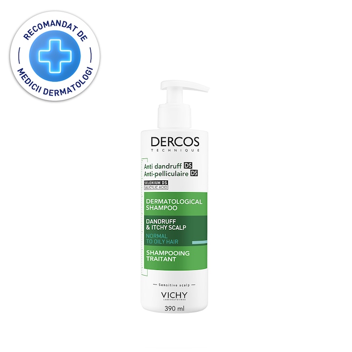 Vichy Dercos korpásodás elleni sampon normál / zsíros hajra, 390 ml