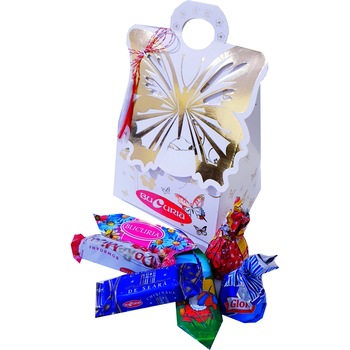 Cutie fluture de carton cu bomboane Bucuria, 200 gr Cutie fluture de carton cu bomboane Bucuria, 200 gr