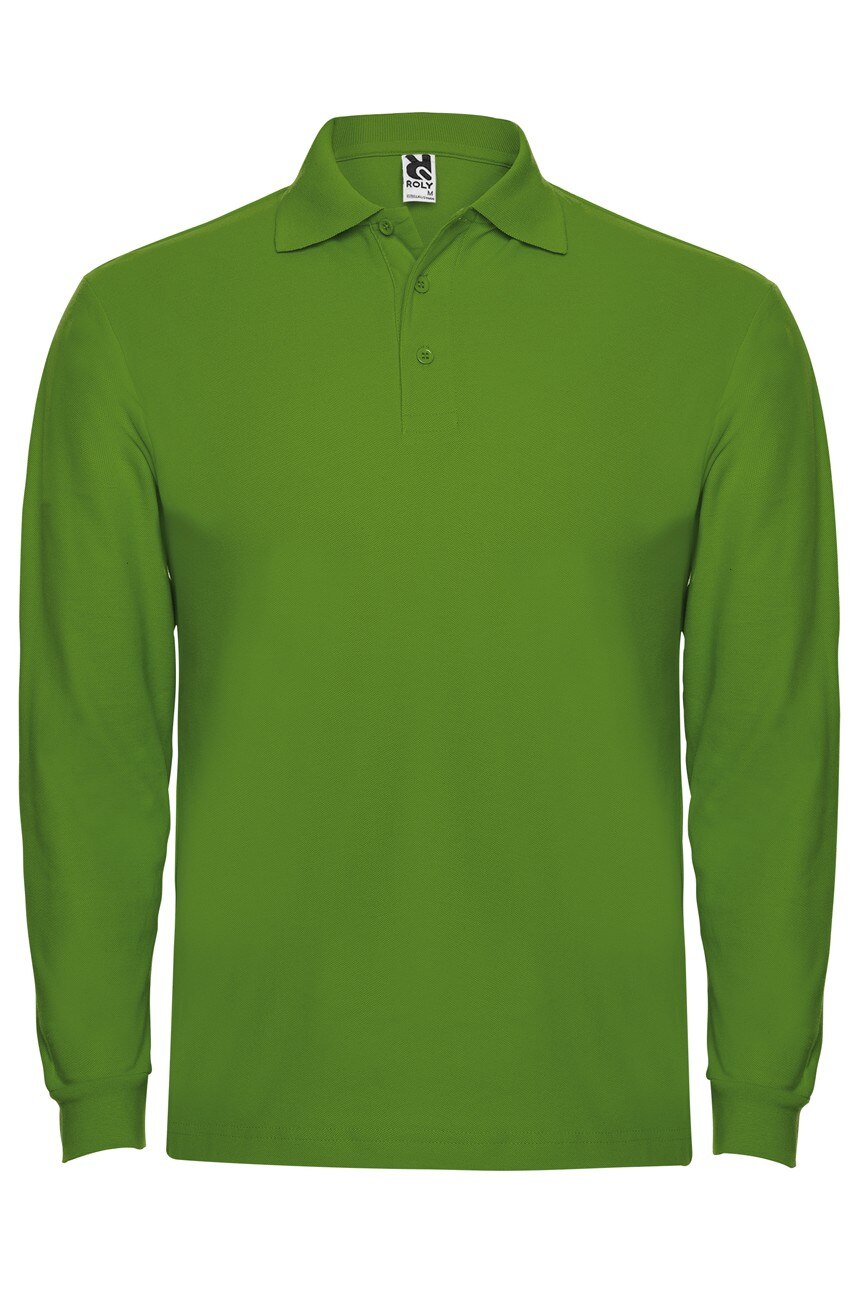 Tricou polo cu maneca lunga pentru barbati Roly Estrella, verde iarba, marime M