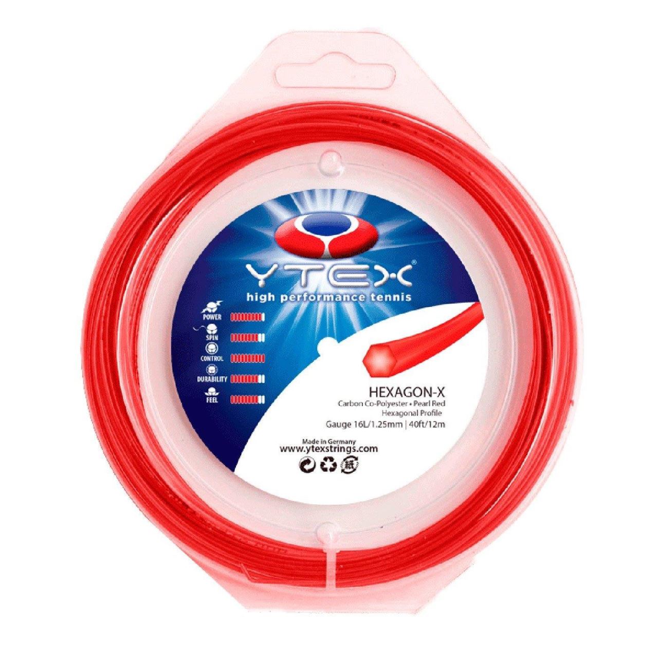 Racordaj YTEX Hexagon-X Pearl Red 1.25 mm, set 12m