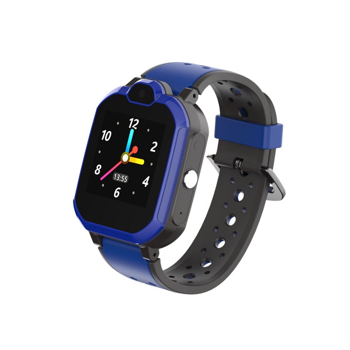 Ceas smartwatch copii GPS TechONE™ LT05, 4G, WiFi + localizare foto, camera foto, telefon, lanterna, buton SOS, apel video, , apel video, rezistent la apa, Albastru