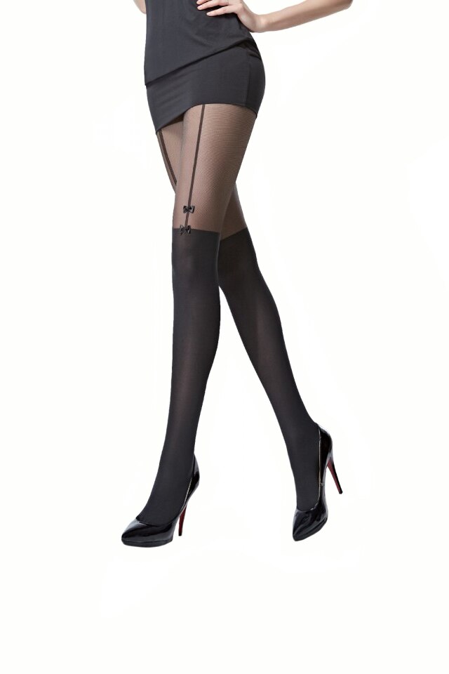 Ciorapi rafinat cu model pe picior 60 DEN,D&J Exclussive, Negru