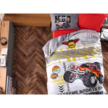 Lenjerie pentru pat 1 Persoana, 3 Piese, Cottonbox Kids Collection, bumbac 100%, model Monster Lenjerie pentru pat 1 Persoana, 3 Piese, Cottonbox Kids Collection, bumbac 100%, model Monster