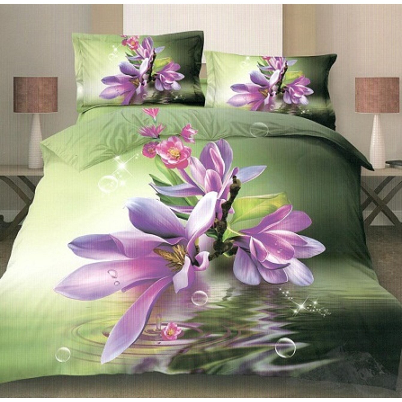 Lenjerie de pat 3D bumbac satinat, 2 persoane, 4 piese JN0061