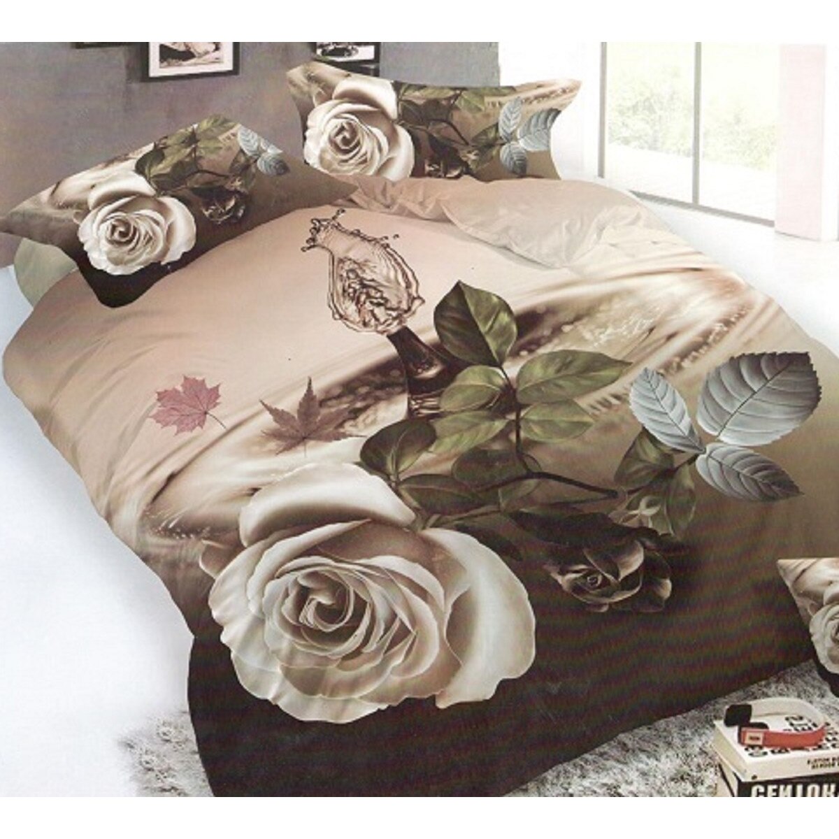 Lenjerie de pat 3D bumbac satinat, 2 persoane, 4 piese JN0054