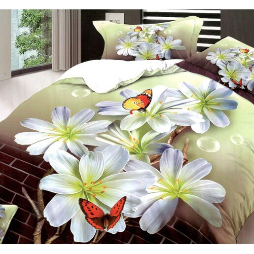 Lenjerie de pat 3D bumbac satinat, 2 persoane, 4 piese JN0055