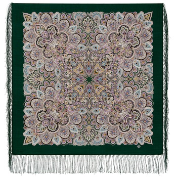 batic din lana original pavlovo posad model quotsolovushkaquot 1893-10 multicolor pe fundal verde 89x89cm imagen 21_0_
0