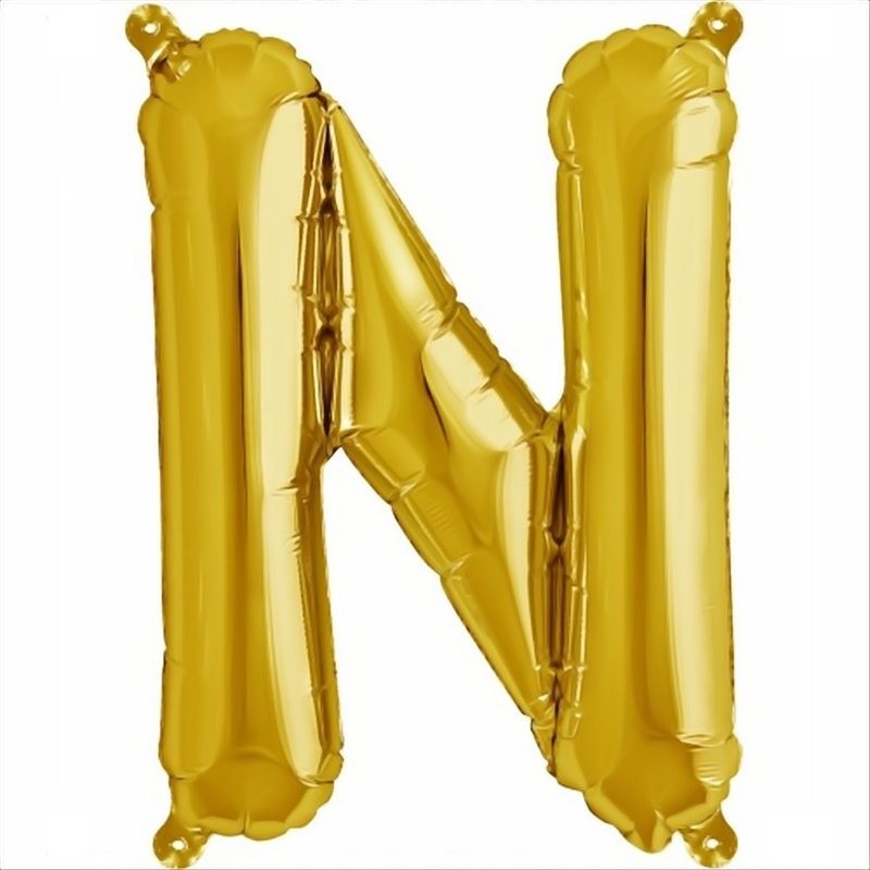 Balon folie litera N mini aurii (Gold) 41 cm, Amscan 33039