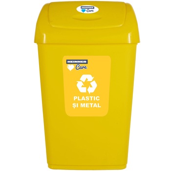 Cos de gunoi pentru reciclare selectiva Heinner Care, capac batant , 25 L, galben Cos de gunoi pentru reciclare selectiva Heinner Care, capac batant , 25 L, galben