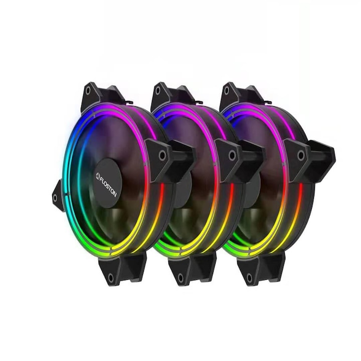 Ventilator Floston Halo RGB Rainbow Three Fan Pack, 120mm, PWM