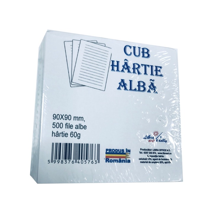 Fehér papírkocka 9/9cm, 500 lapos, laminált