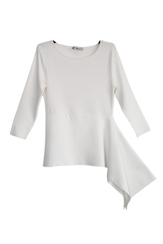Bluza asimetrica cu maneca 3/4, de dama, Alb, Zara, L EU Bluza asimetrica cu maneca 3/4, de dama, Alb, Zara, L EU