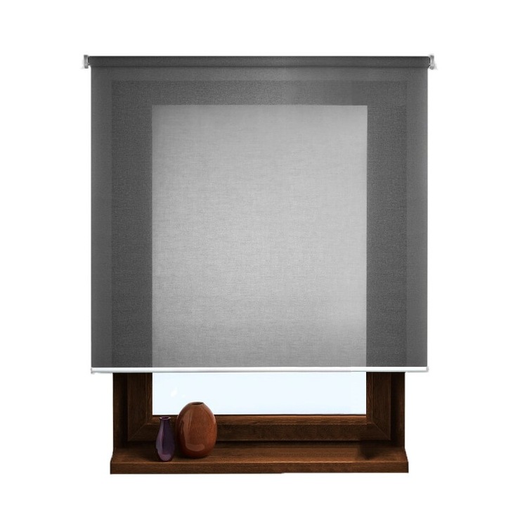 Rolete textile Top Design NS-2, Rulou semi-transparent, culoare gri, dimensiuni panza 45 cm x 160 cm