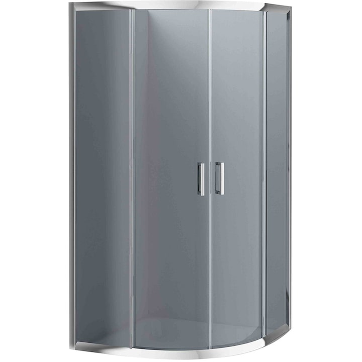 Deante KYP 452K zuhanykabin, félkör alakú, 80 cm x 80 cm, 5 mm üveg, füstös, króm / szürke