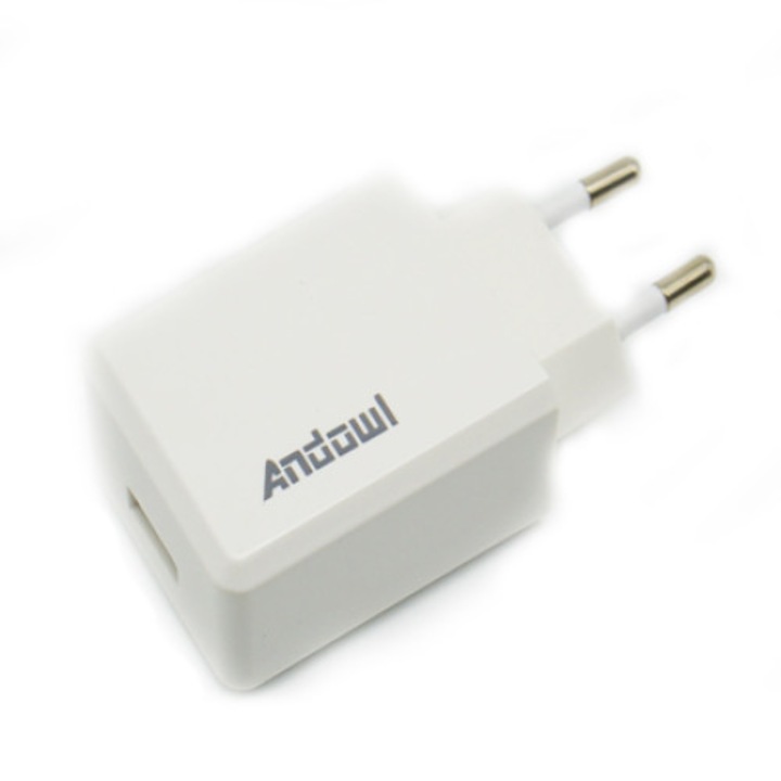 Incarcator retea USB Andowl, Fast Charge 3.1 A, Alb