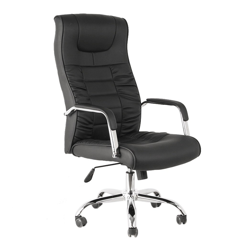 Scaunul directorial ABSOLUT, piele ecologica, baza cromata, negru