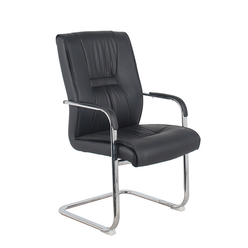 Scaunul de vizitator Malmo CF, piele ecologica, cadru cromat, negru