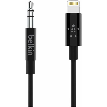Cablu auxiliar Belkin, Lightning la Jack 3.5 mm, 80 cm, negru Cablu auxiliar Belkin, Lightning la Jack 3.5 mm, 80 cm, negru