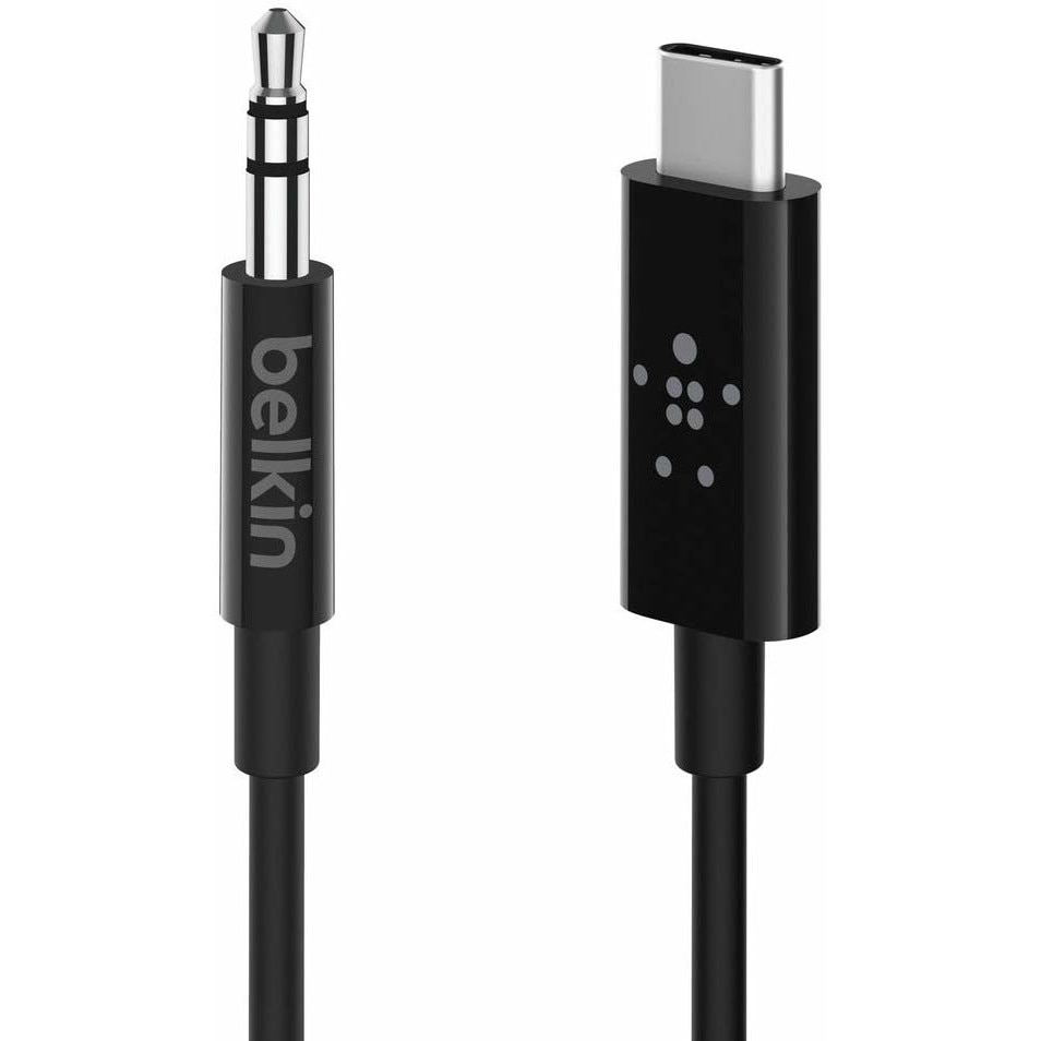 Cablu Belkin USB-C la audio Jack 3.5mm, 80 cm, negru