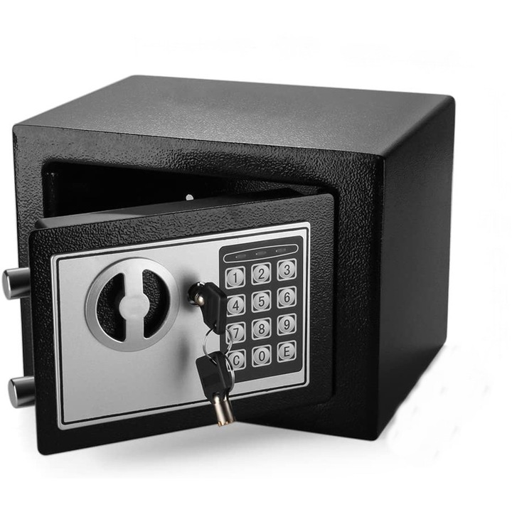 Електронен сейф и ключ, 150x230x170mm, черен, Planet Safe, 17ST2