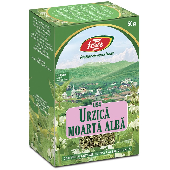 Ceai Fares Urzica moarta alba infuzie naturala pentru sustinerea sanatatii feminine si a aparatului urinar 50 g