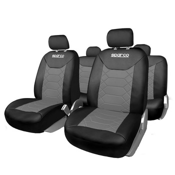 Set huse scaune auto Volkswagen Polo, Sparco, Bancheta Rabatabila, Poliester, Gri/Negru, 11 piese Set huse scaune auto Volkswagen Polo, Sparco, Bancheta Rabatabila, Poliester, Gri/Negru, 11 piese