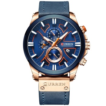 Ceas barbatesc Curren Cerulean, Cronograf, Piele autentica Ceas barbatesc Curren Cerulean, Cronograf, Piele autentica