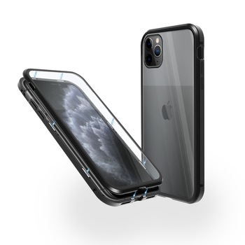 Husa magnetica 360° pentru iPhone 11 Pro, Fashion Case, Aluminiu/Sticla, Negru Husa magnetica 360° pentru iPhone 11 Pro, Fashion Case, Aluminiu/Sticla, Negru