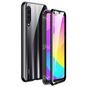 Husa Magnetic Glass 360° (sticla fata + spate) pentru Xiaomi Mi 9 Lite, Negru Husa Magnetic Glass 360° (sticla fata + spate) pentru Xiaomi Mi 9 Lite, Negru