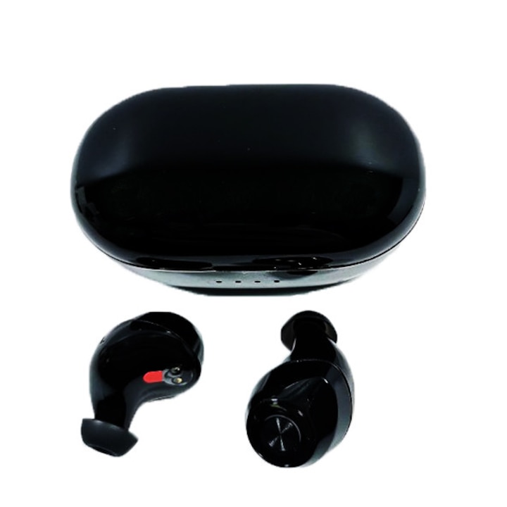 SIKS vezeték nélküli fülhallgató, töltődoboz, Bluetooth 5.0, 10 m átviteli távolság, super BASS, fekete