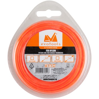 Fir Nylon Patrat pentru Trimmer, 2 mm x 58 m, EvoTools Fir Nylon Patrat pentru Trimmer, 2 mm x 58 m, EvoTools