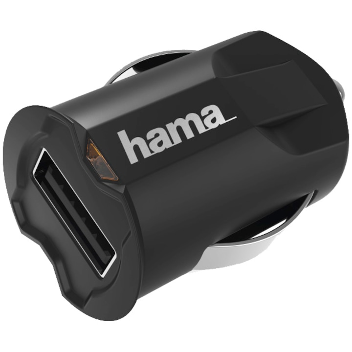 Adaptor incarcare auto USB Hama 2.4A, Negru