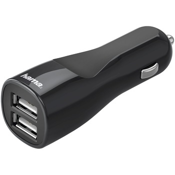 Adaptor incarcare auto USB Hama 2x USB, 4.8A, 24W, Negru Adaptor incarcare auto USB Hama 2x USB, 4.8A, 24W, Negru