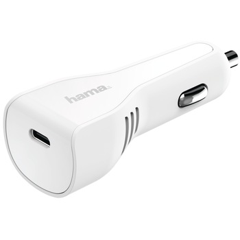 Adaptor incarcare auto USB Hama Power Delivery USB Type-C, 3A, Alb Adaptor incarcare auto USB Hama Power Delivery USB Type-C, 3A, Alb