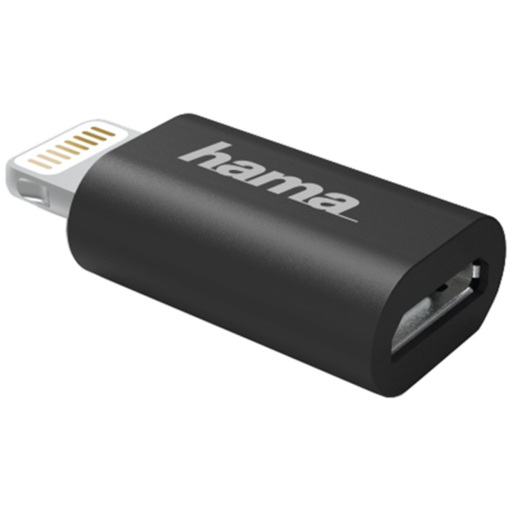 Адаптер Hama MFI, USB-lightning, 480 Mb/s, Черен