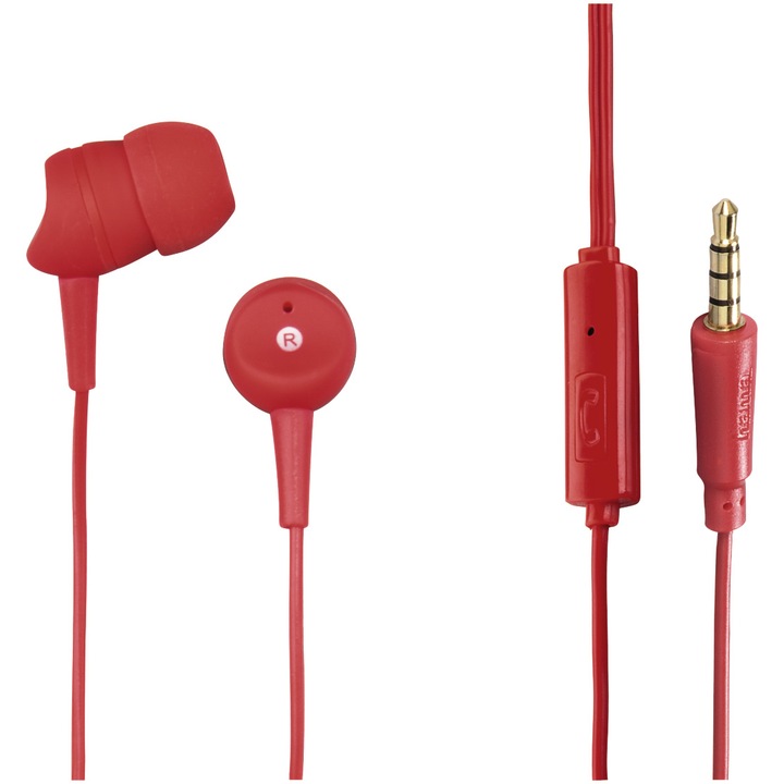 Аудио слушалки Hama Basic4Phone, In-Ear, Червени