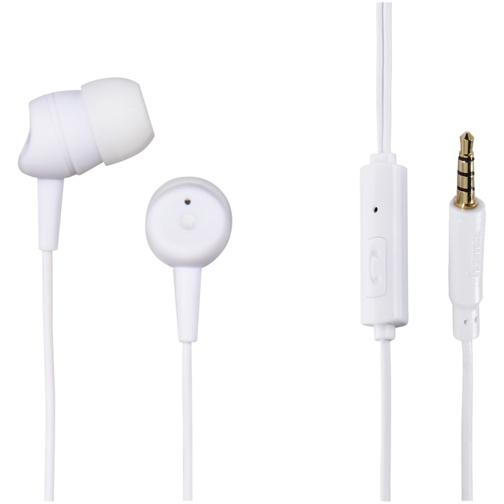 Аудио слушалки Hama Basic4Phone, In-Ear, Stereo, Бели