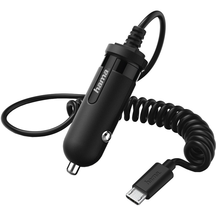 Зарядно устройство за автомобил Hama micro-USB, 1A, Черен